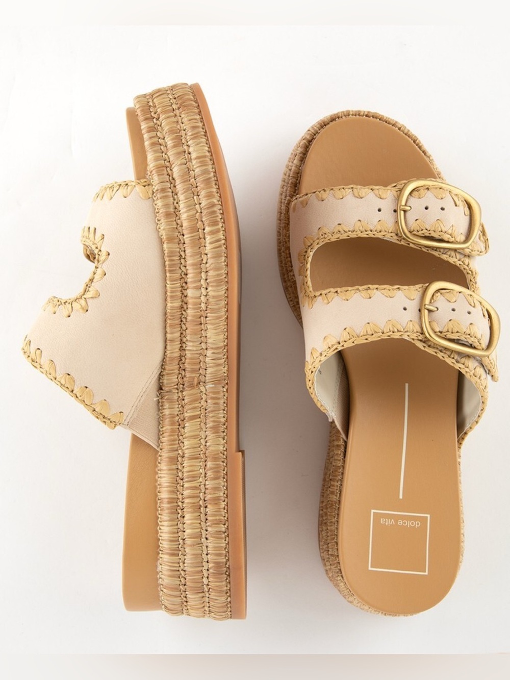 Dolce Vita Cream Braided Espadrille Platform Slide Sandals